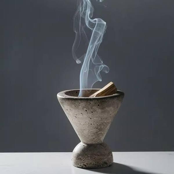handcrafted travertine stone incense burner - MRSLM