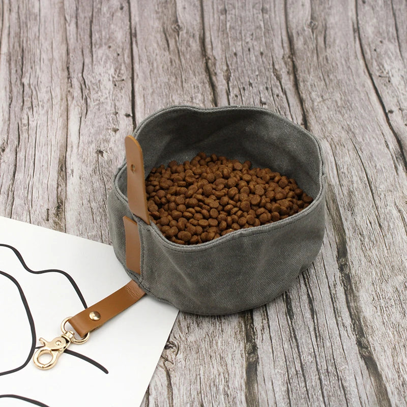 Tigela dobrável de lona impermeável para cães, 1000ml