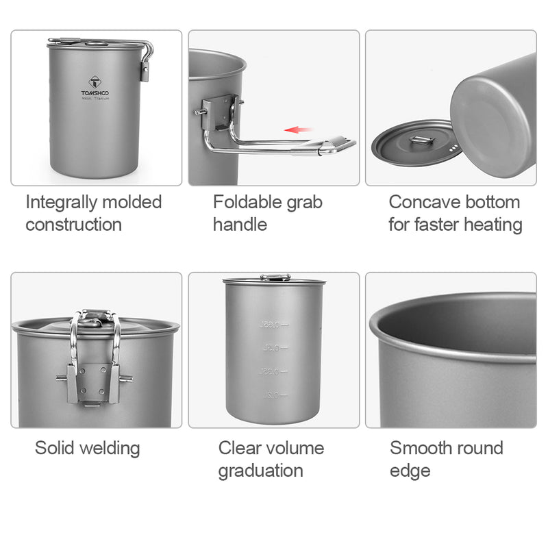 titanium camping pot 900ml, view 3 - MRSLM