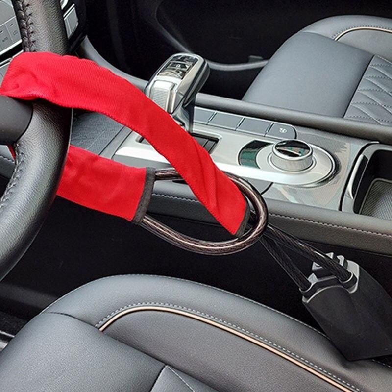 Universal Car Steering Wheel and Seat Belt Lock with Dual Keys