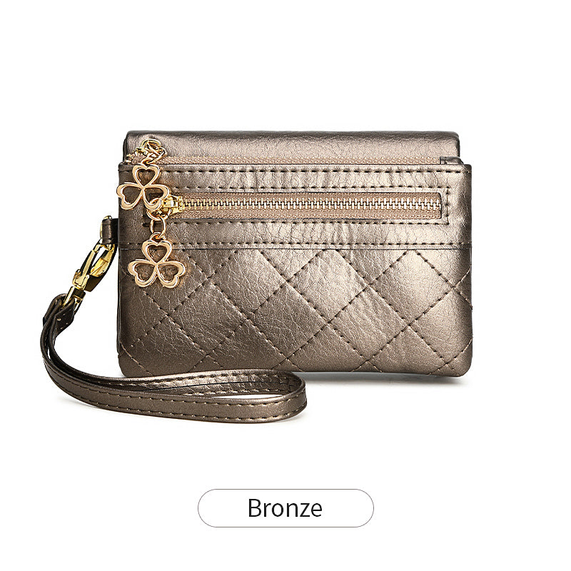 Women's Vintage Bifold Short Wallet with Wristband