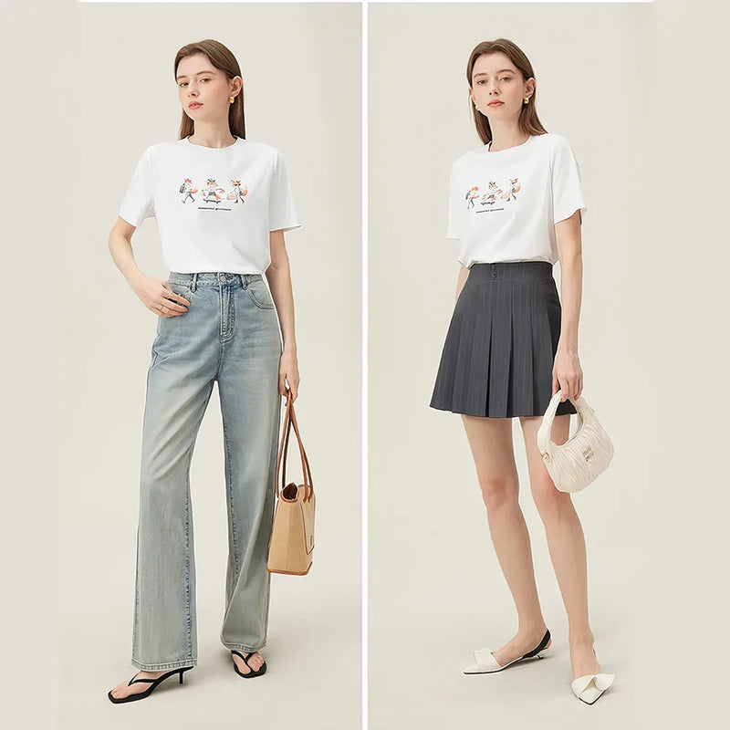 Fox print summer tee for women, view 4 - MRSLM