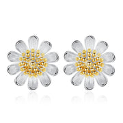 Sterling silver small daisy flower stud earrings, view 7 - MRSLM
