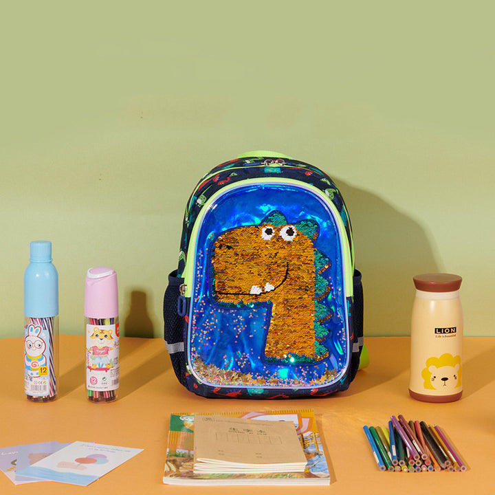 Kindergarten Schoolbag Boy Dinosaur Glitter Discoloration