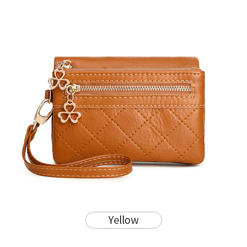 Women's Vintage Bifold Short Wallet with Wristband