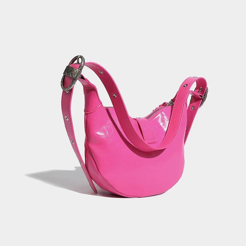 Mochila transversal de couro de luxo rosa punk