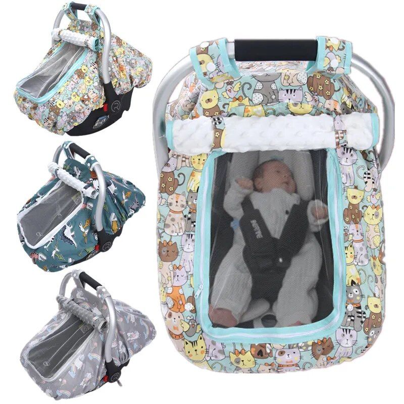 baby car seat cover with peep window, view 5 - MRSLM