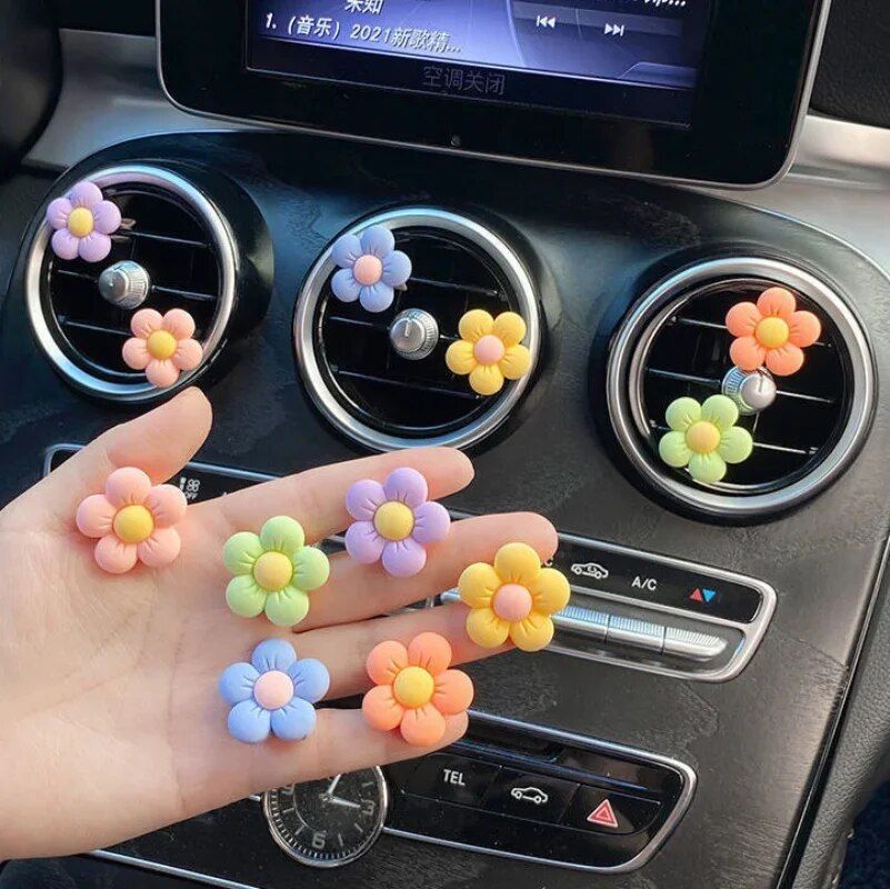 Colorful Flower Perfume Clip, Car Air Vent Decoration