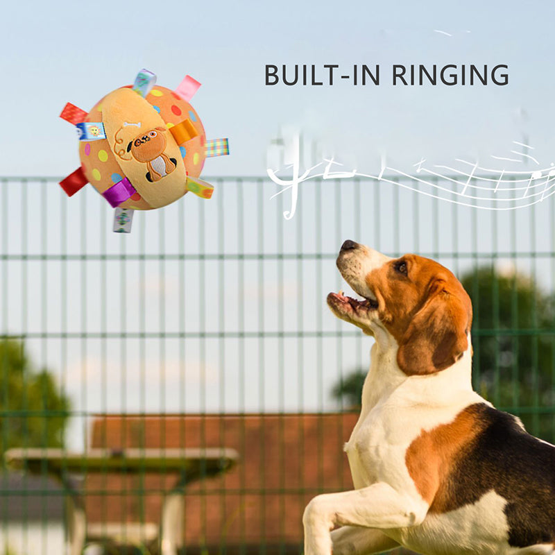 interactive plush dog chew toy with bell, view 8 - MRSLM