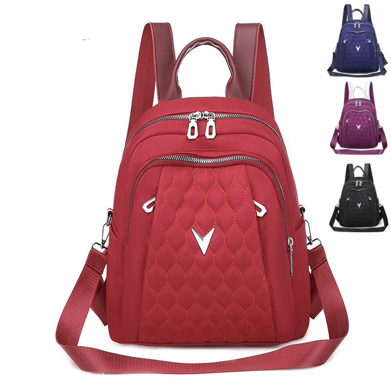 Fashion Student Backpack Rhombus Embroidery Thread Travel