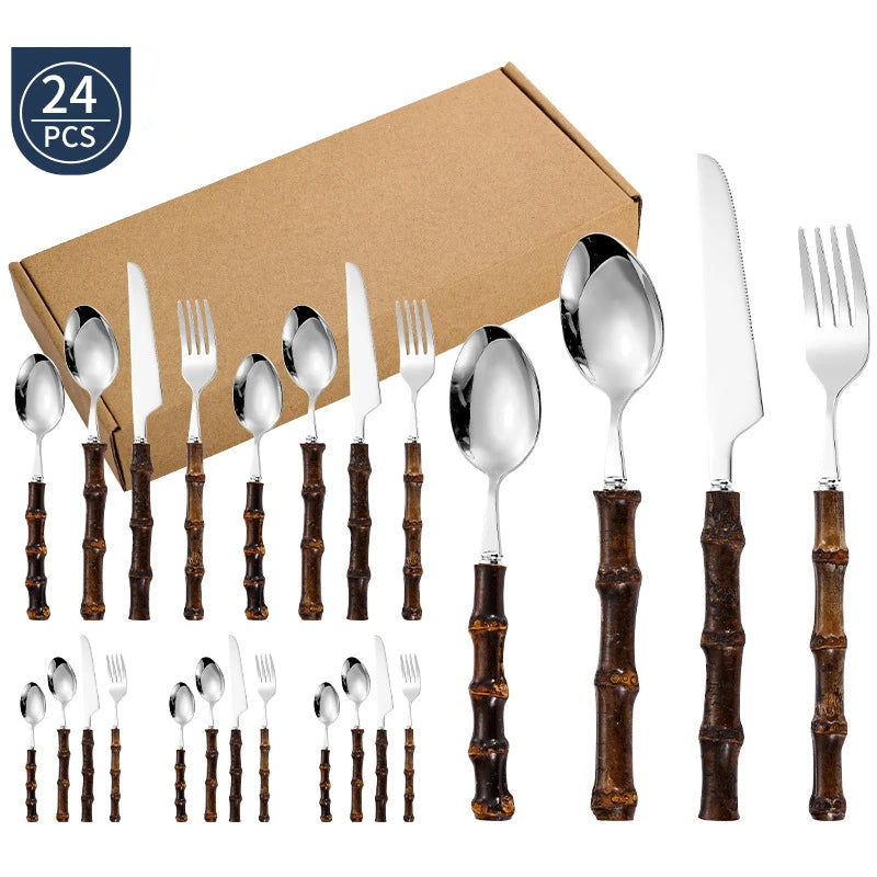 black bamboo dinnerware set, view 5 - MRSLM