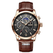 men's leather quartz watch, view 4 - MRSLM