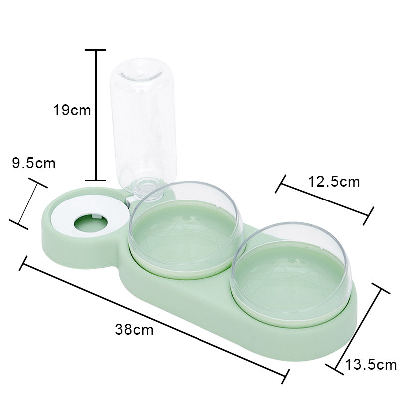 pet feeder with tilted double bowls, view 4 - MRSLM