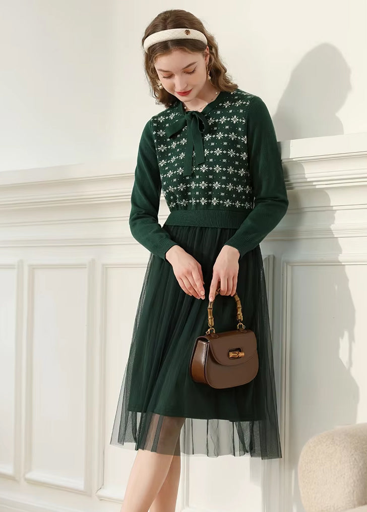 bow knitted winter dress, view 2 - MRSLM