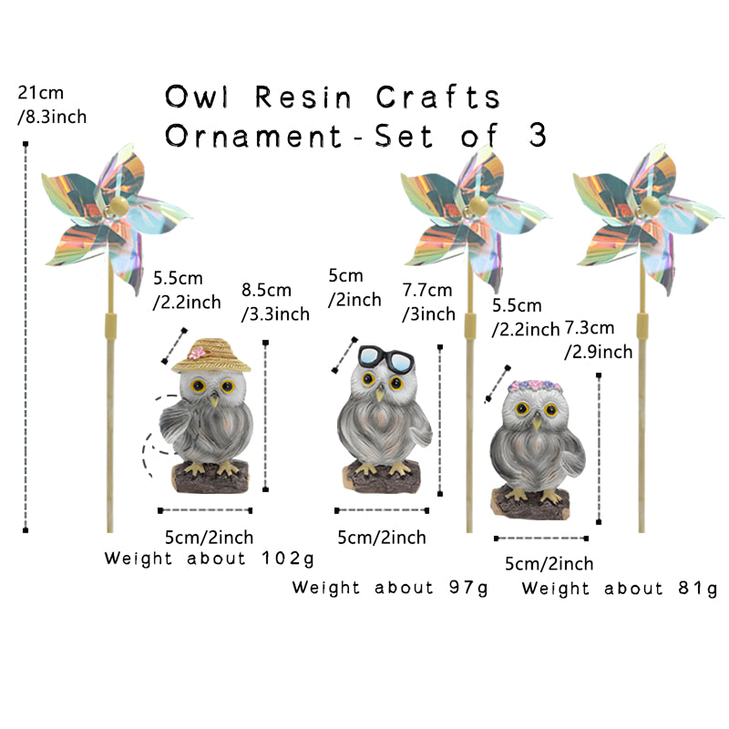 owl resin decoration set, view 2 - MRSLM