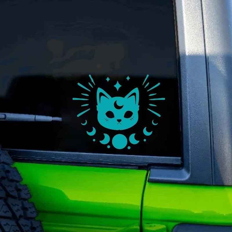cat moon phase car sticker, view 2 - MRSLM