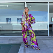 printed cardigan pants suit, view 9 - MRSLM