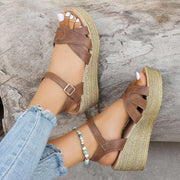 women's cross strap wedge sandals, view 7 - MRSLM