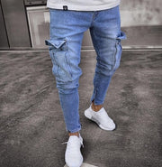 men's cargo hole denim jeans, view 3 - MRSLM