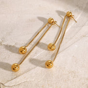 gold pvd stainless steel round ball stud earrings, view 3 - MRSLM