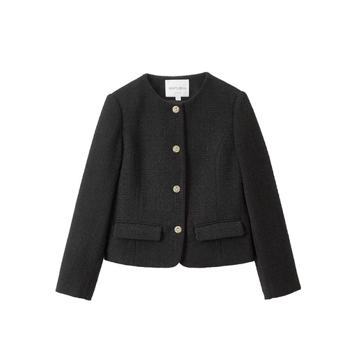 black cropped tweed jacket, view 2 - MRSLM