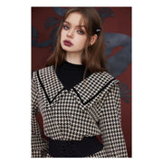retro plaid long sleeve dress, view 4 - MRSLM