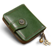 Women's small leather bifold wallet, view 3 - MRSLM