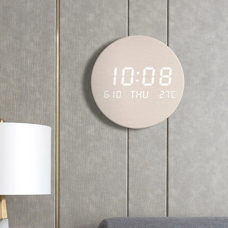 Silent LED wooden wall clock, view 2 - MRSLM