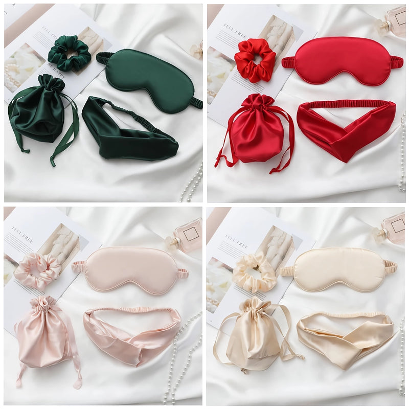 Conjunto de máscara de seda para os olhos e corda de cabelo