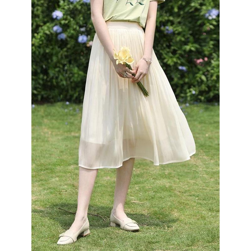 satin pleated midi skirt, view 5 - MRSLM
