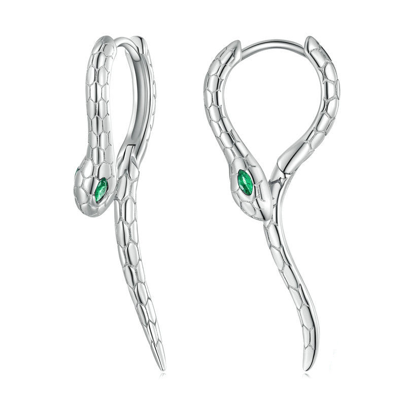 silver snake earrings, view 5 - MRSLM