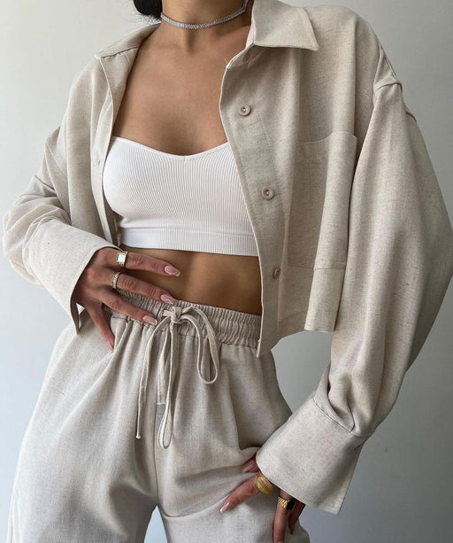 women's long sleeve shirt and trousers suit, view 5 - MRSLM