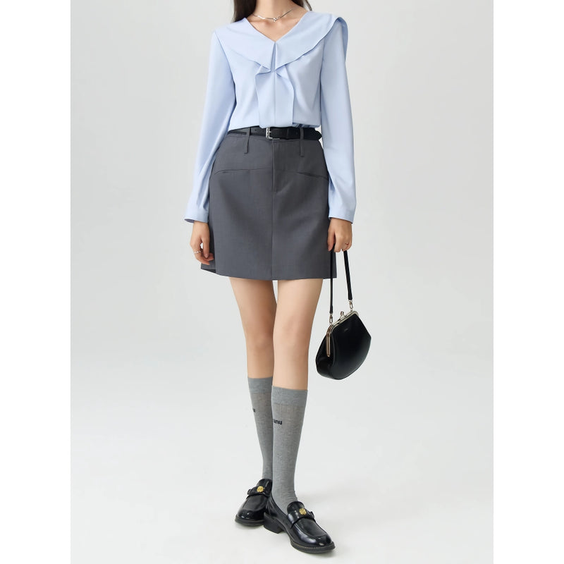 v-neck chiffon shirt, view 3 - MRSLM