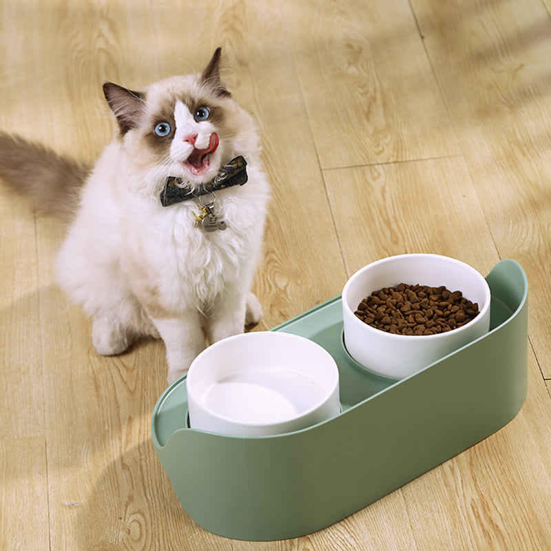 Tigelas duplas elevadas de cerâmica para gatos