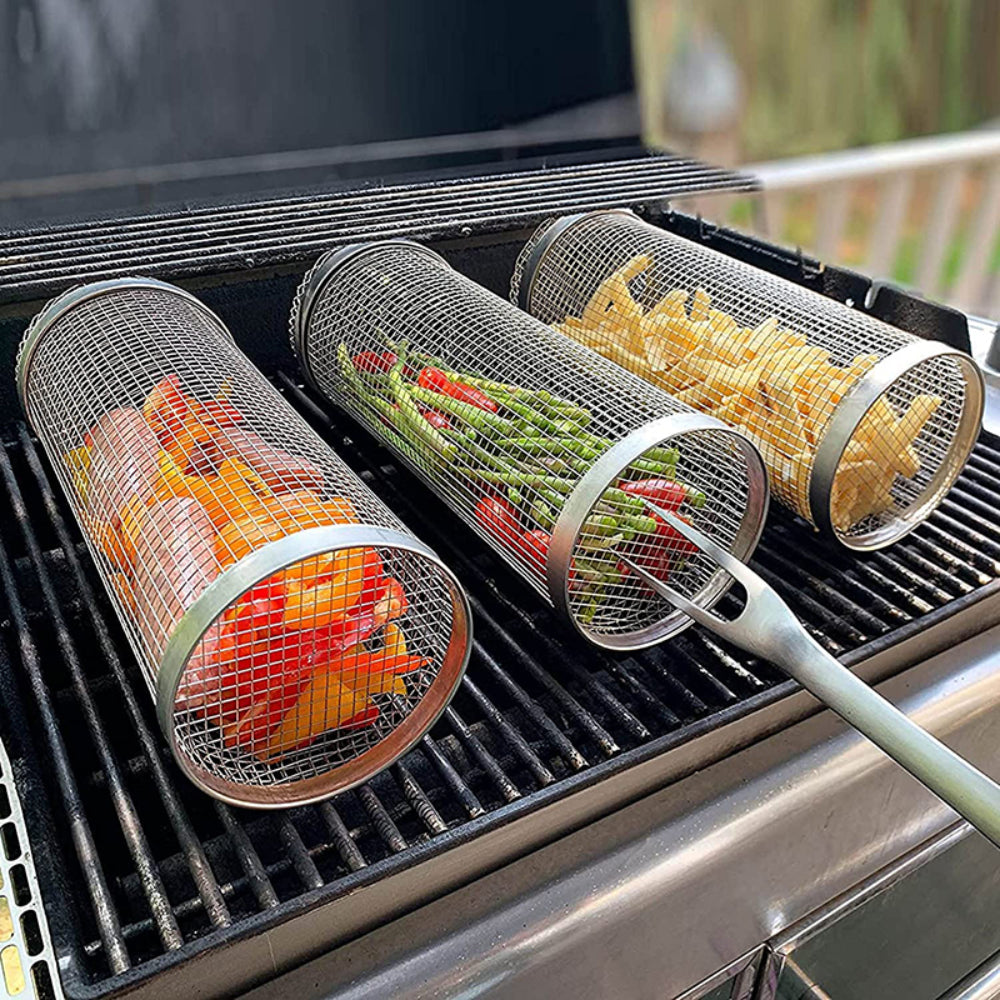 Stainless Steel Rolling BBQ Basket