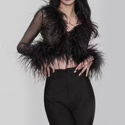 deep v-neck lacing strap cardigan - MRSLM