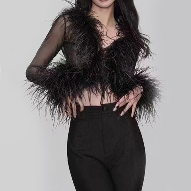 deep v-neck lacing strap cardigan - MRSLM