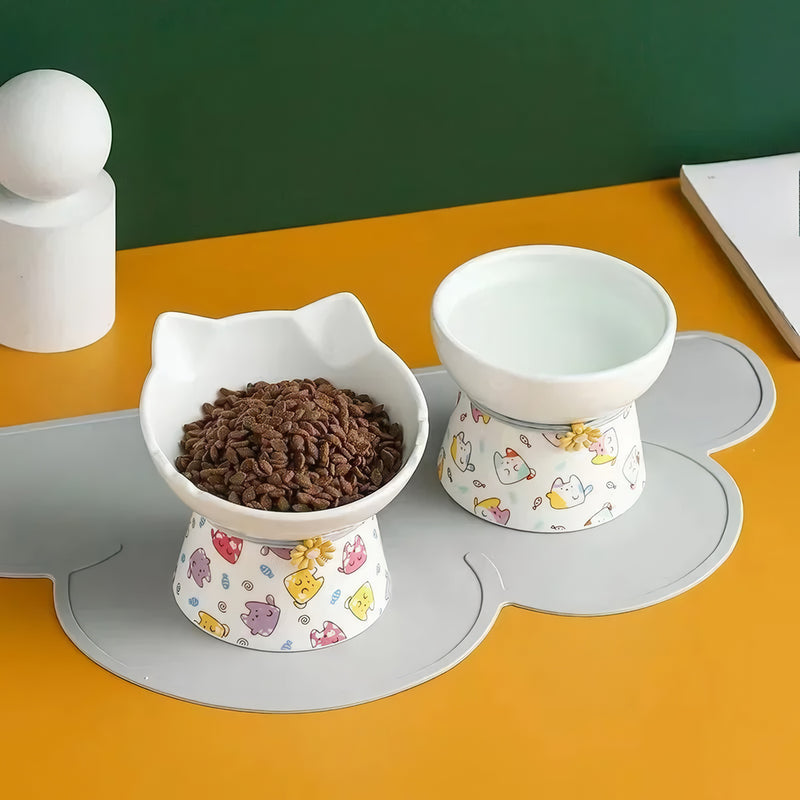 elevated ceramic cat bowl, view 8 - MRSLM