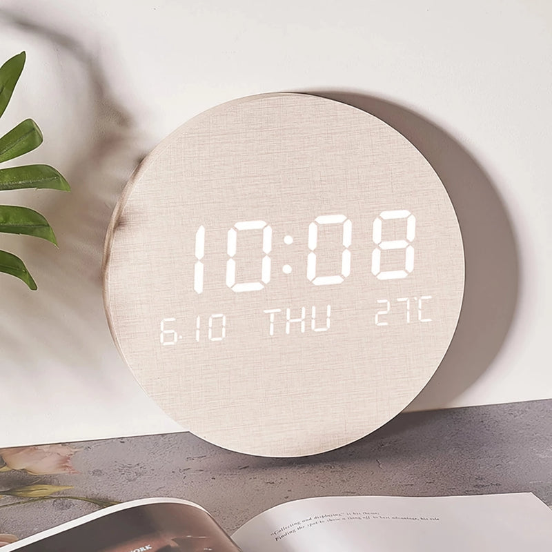 Silent LED wooden wall clock, view 4 - MRSLM