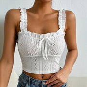 Women's elegant lace camisole top white, view 2 - MRSLM