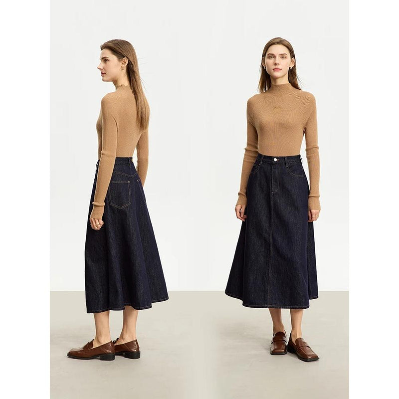 women's a-line denim skirt, view 7 - MRSLM