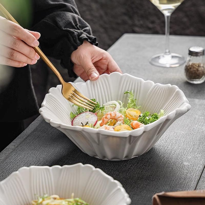 flower shaped ceramic deep bowl, view 7 - MRSLM