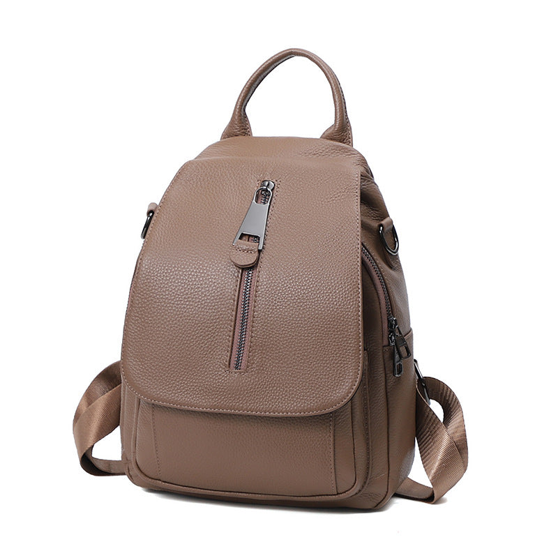 Anti Theft Leather Travel Women's Multi-layer Backpack