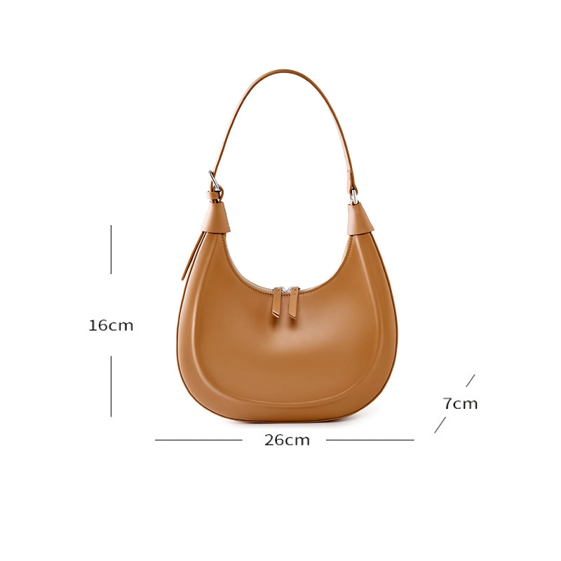 Women's half moon leather shoulder bag, view 12 - MRSLM