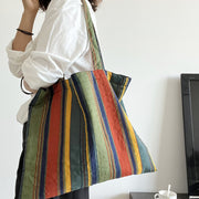 vintage stripe canvas shoulder bag, view 3 - MRSLM