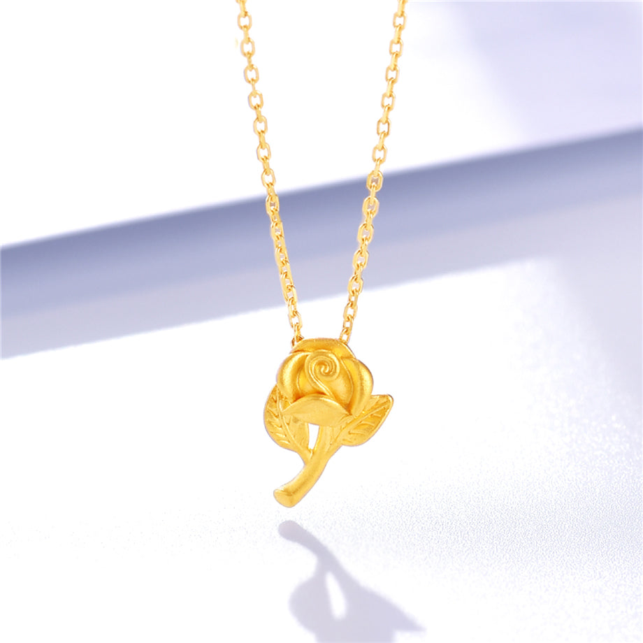 Women's Gold Rose Pendant Necklace