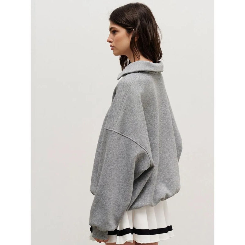 Oversized Damen-Rollkragenpullover mit Fleecefutter