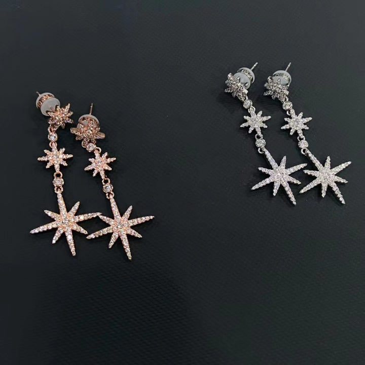 Sterling Silver Six Point Star Pendant Earrings