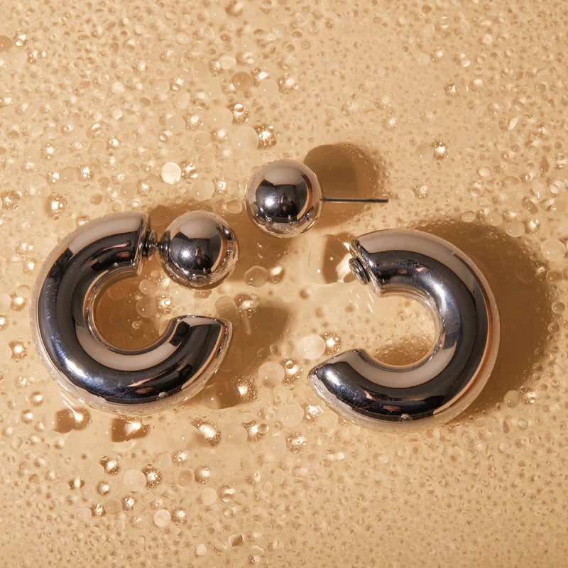chunky geometric c-shaped earrings, view 4 - MRSLM