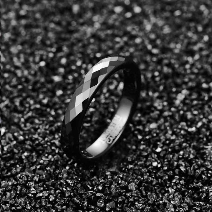 Wide Electroplated Black Faced Tungsten Steel Ring